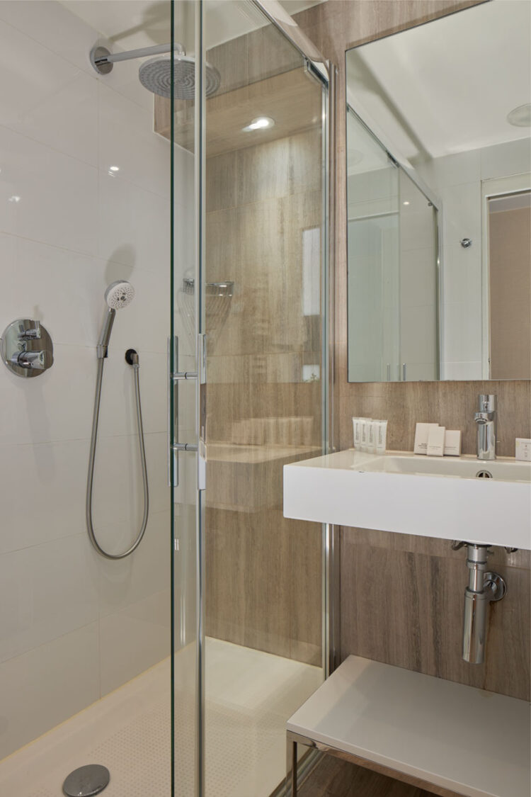 Salle de bain avec douche en chambre affaires